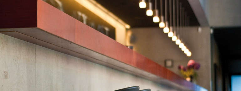 Auf modernen Einrichtungsstil wird im Liquidrom besonderer Wert gelegt