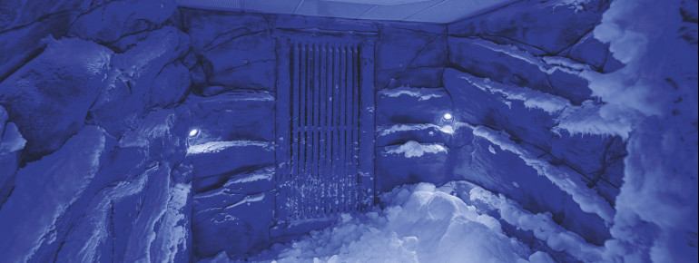 Bei -10 Grad kannst du dich in der Schneekammer mit Pulverschnee abkühlen.