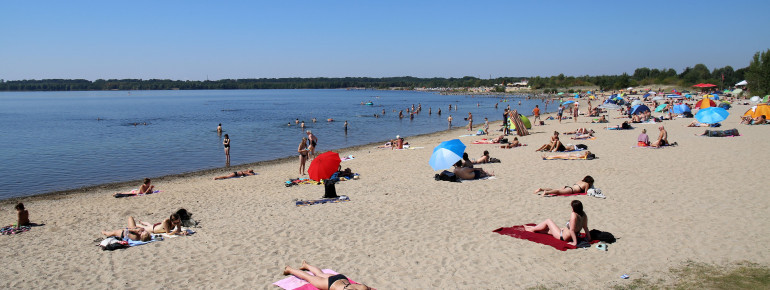 Blick auf den Nordstrand des Cospudener Sees.