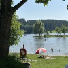 Auf der Liegewiese ist viel Platz. Durch die Bäume ist auch genügend Schatten vorhanden.