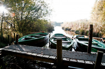 Am Simssee kannst du dir Ruderboote ausleihen.