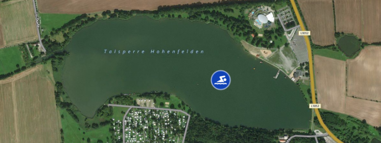 Im Süden des Stausees liegt der Campingplatz, im Nordosten der Spiel- und Sonnenpark sowie die Therme.