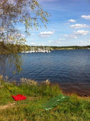 Blick auf den Yachtclub am Steinberger See