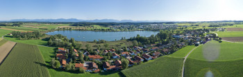 Aerial view of Obing am See.