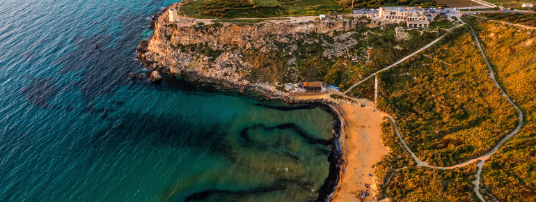 Golden Bay is one of the most popular beaches of Malta.