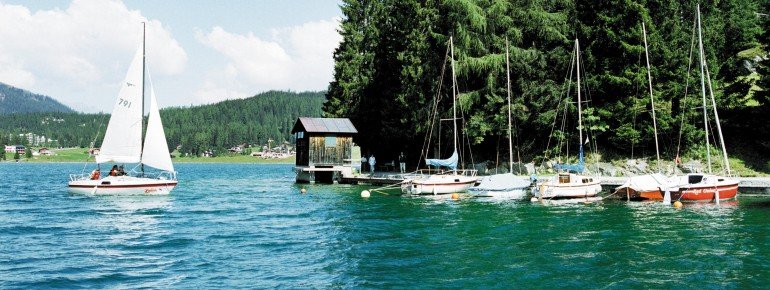 Sailboats on lake Davos