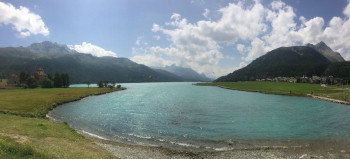 Lake Silvaplana is located south of St. Moritz.