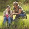 Mother and daughter fishing