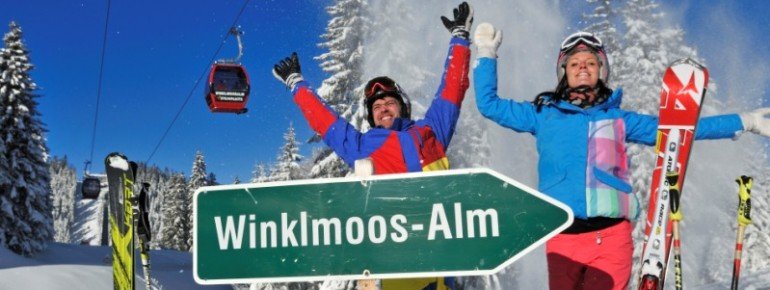 Skifahren auf der Winklmoos-Alm /Steinplatte