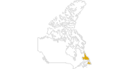 Karte der Wanderungen in Neufundland und Labrador