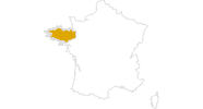 Karte der Wanderungen in der Bretagne