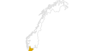 map of all hikes in Southern Norway