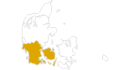 Karte der Wanderungen in Süddänemark