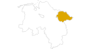 Karte der Wanderungen in der Elbtalaue-Wendland