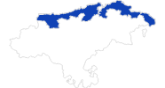 map of all swimming spots at Cantabria's Central Coast