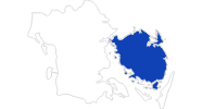 map of all swimming spots in Fyn