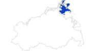Karte der Bademöglichkeiten auf der Insel Rügen und Hiddensee