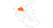 Karte der Ausflugsziele in Thessalien