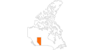 Karte der Sehenswürdigkeiten in Alberta