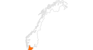 Karte der Ausflugsziele in Südnorwegen