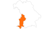 map of all tourist attractions in Swabia (Bavaria)