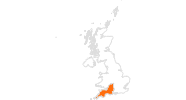 Karte der Ausflugsziele in Englands Südwesten