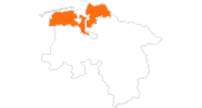 Karte der Ausflugsziele an der Nordsee (Niedersachsen)