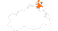 Karte der Ausflugsziele auf der Insel Rügen und Hiddensee