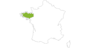 Karte der Radtouren in der Bretagne