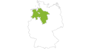 Karte der Radtouren in Niedersachsen