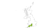 Karte der Radtouren in Englands Südwesten