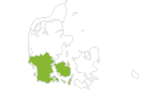 Karte der Radtouren in Süddänemark