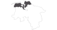 Karte der Reiseziele an der Nordsee (Niedersachsen)