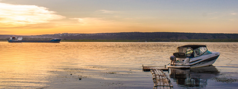 Sunset above river Volga.